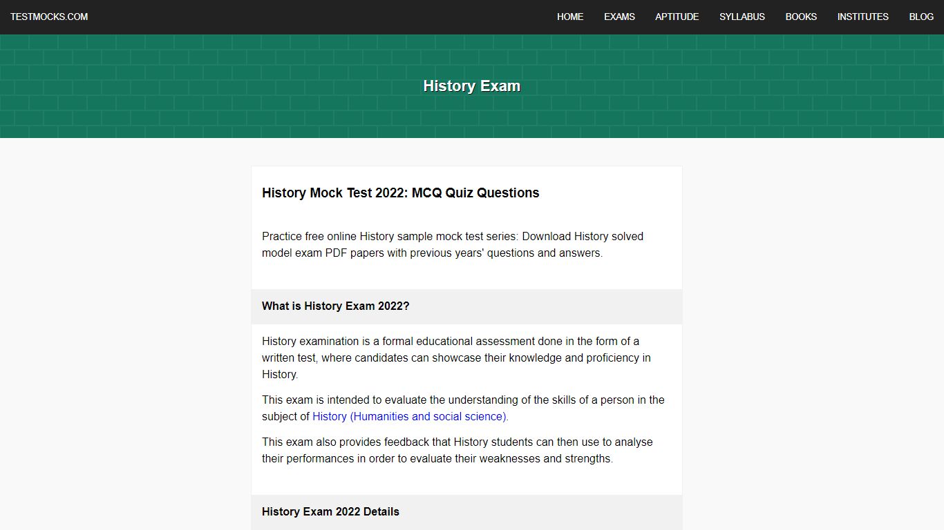 History Mock Test 2022: MCQ Quiz Questions